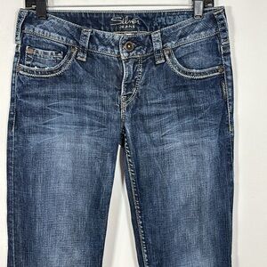 Silver Jeans Pioneer 28 Low Rise Denim Jean Bootcut Y2K Flap Pocket